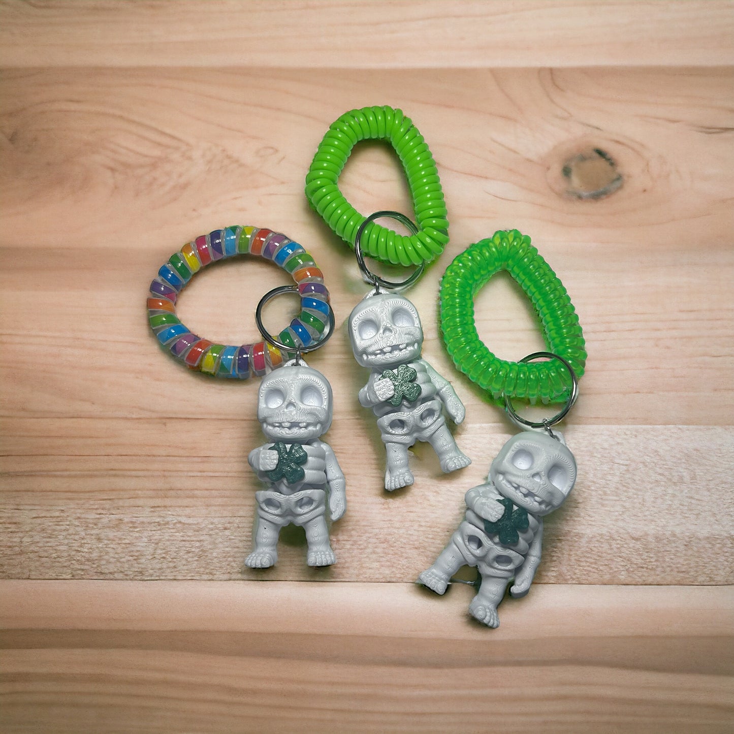 Shamrock Skelly guy keychain