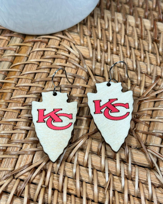 Wood Arrowhead Chiefs earrings